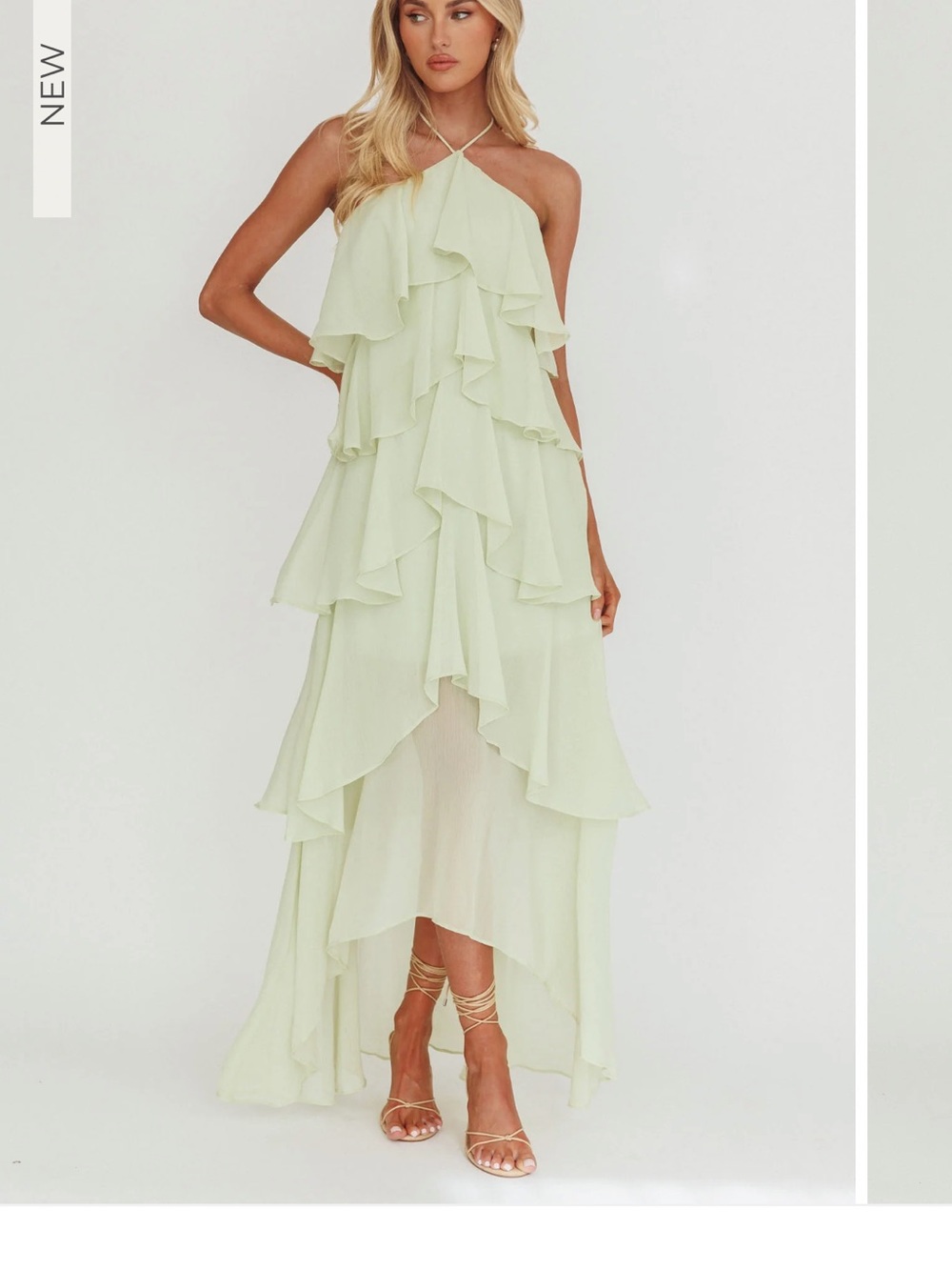 Selfie Leslie Darylyn Tiered Ruffle Maxi Dress Sage